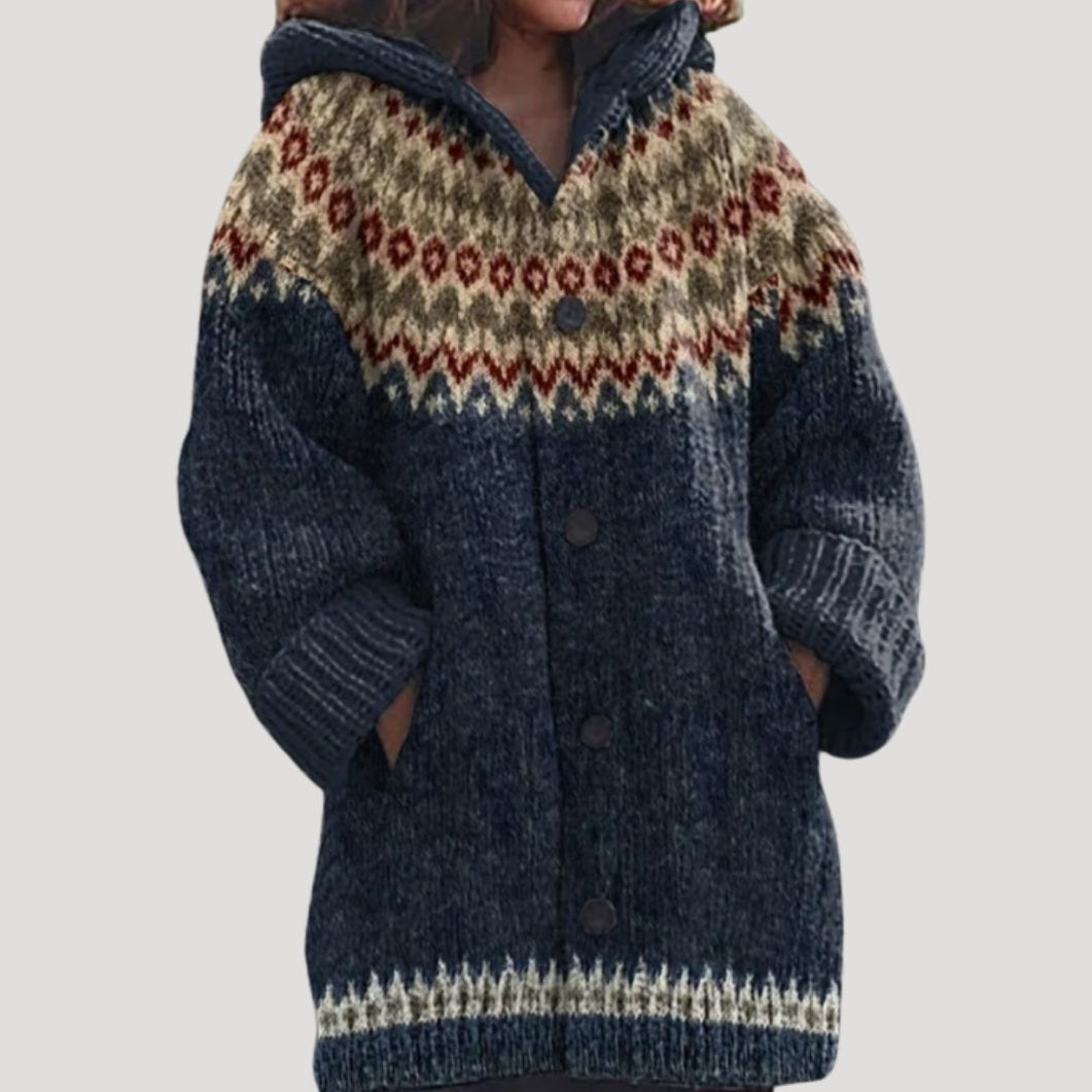 Donna - Cardigan a maglia grossa - Stile Fair Isle