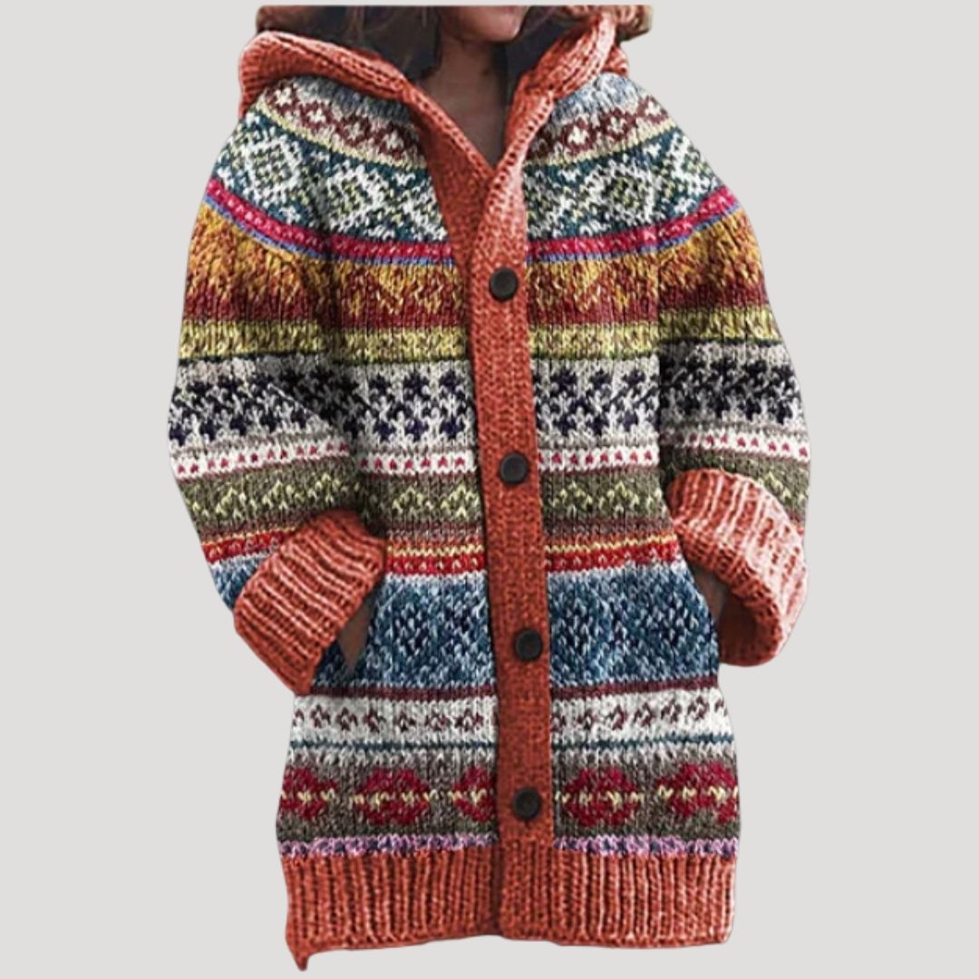 Donna - Cardigan a maglia grossa - Stile Fair Isle