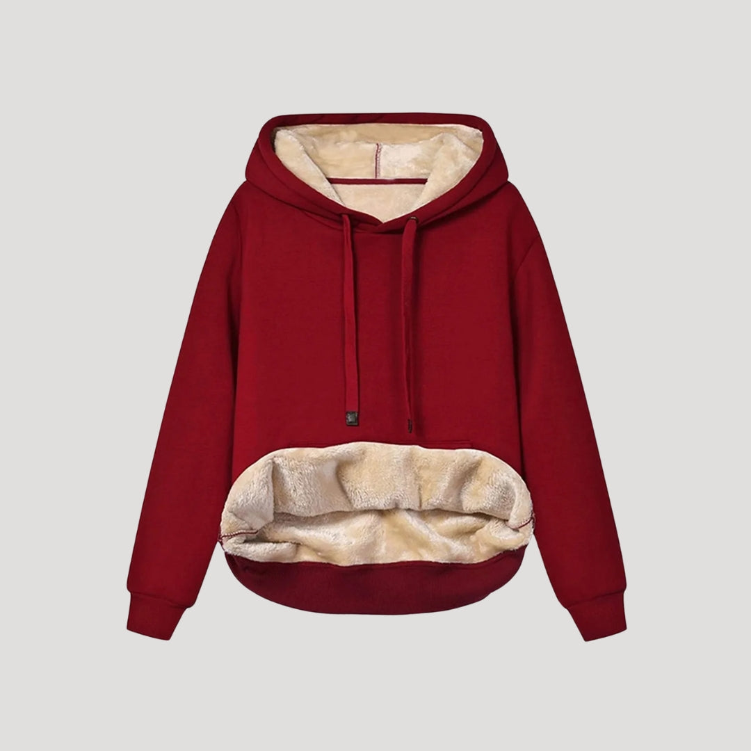 Donna - Felpa invernale con cappuccio foderata in pile - Stile oversize