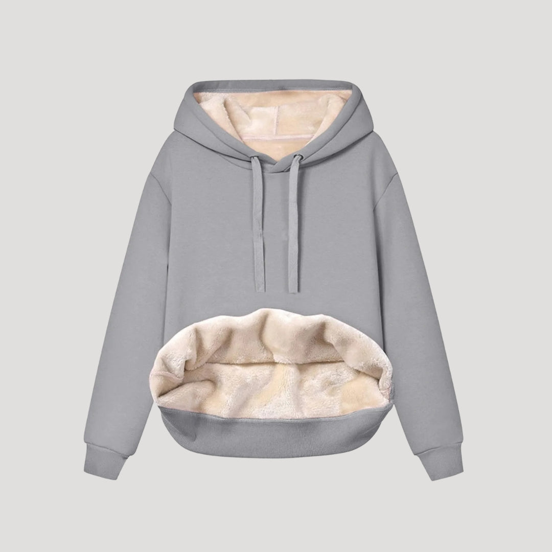 Donna - Felpa invernale con cappuccio foderata in pile - Stile oversize