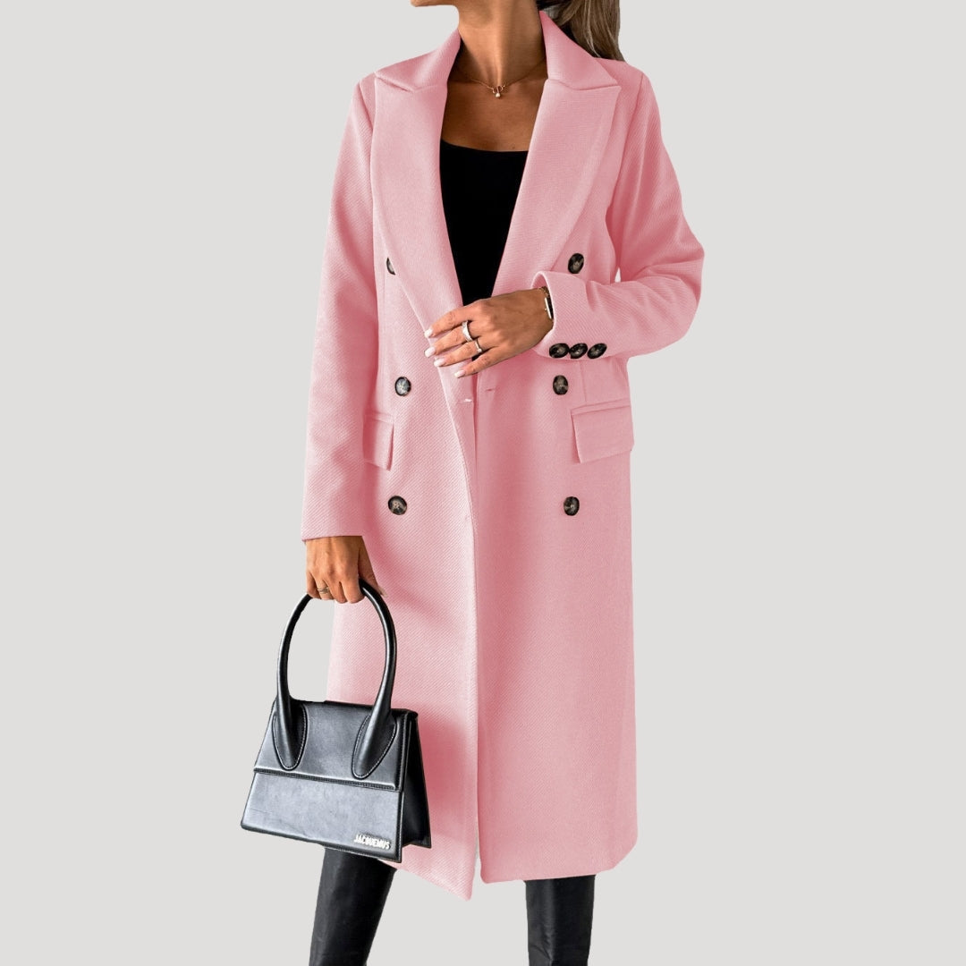 Donna - Cappotto invernale lungo - stile doppiopetto