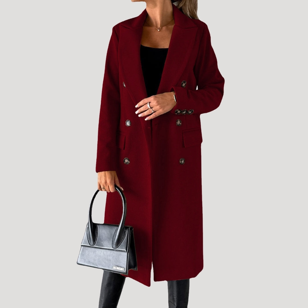 Donna - Cappotto invernale lungo - stile doppiopetto