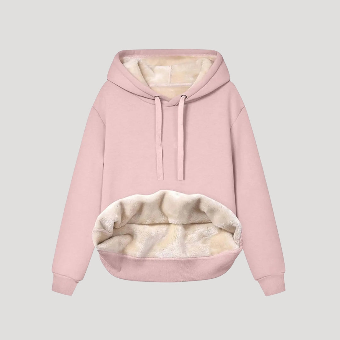 Donna - Felpa invernale con cappuccio foderata in pile - Stile oversize