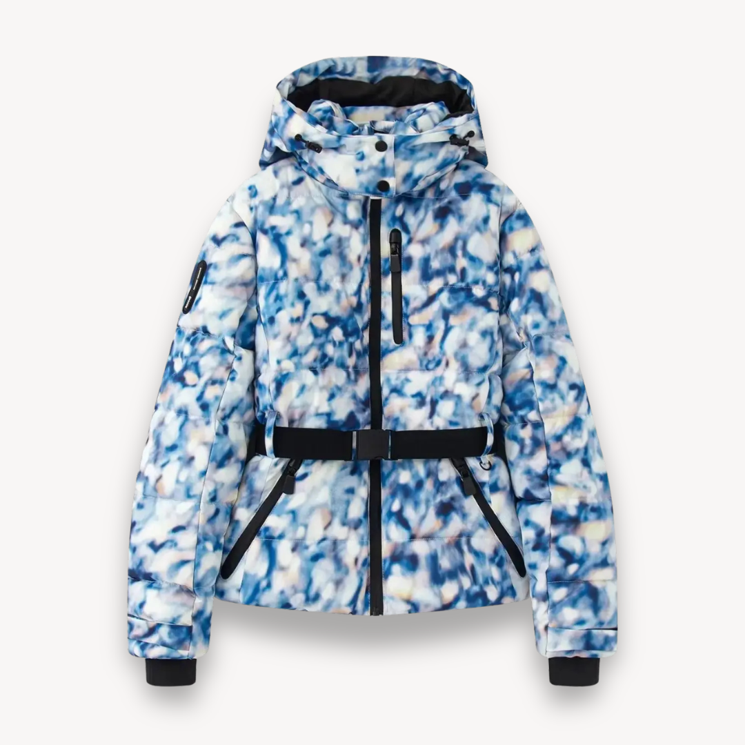 Donna - Giacca Puffer con cappuccio e cintura - Stile accogliente