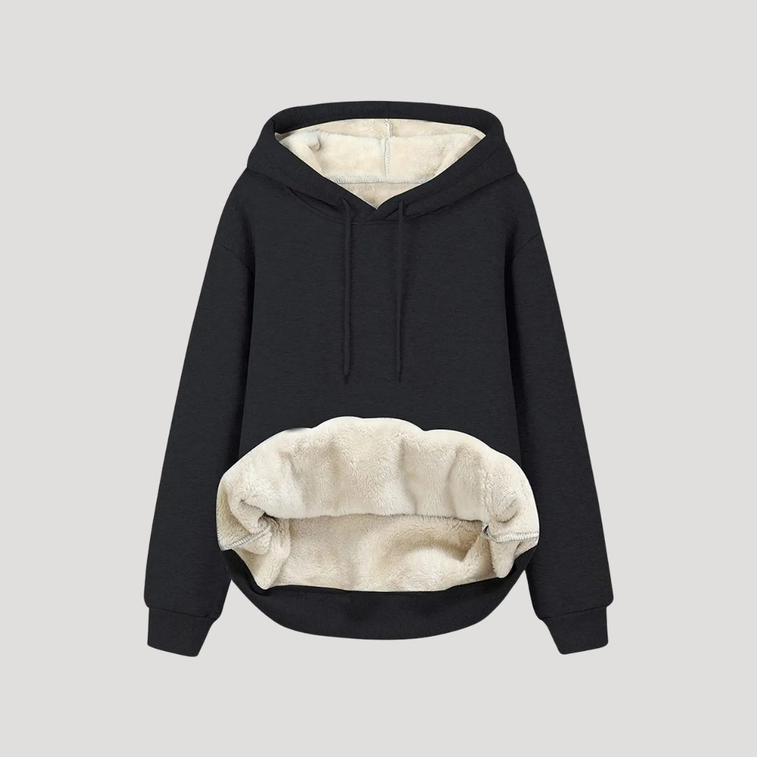 Donna - Felpa invernale con cappuccio foderata in pile - Stile oversize