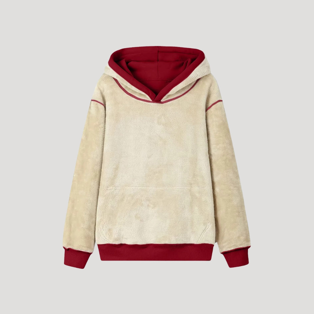 Donna - Felpa invernale con cappuccio foderata in pile - Stile oversize
