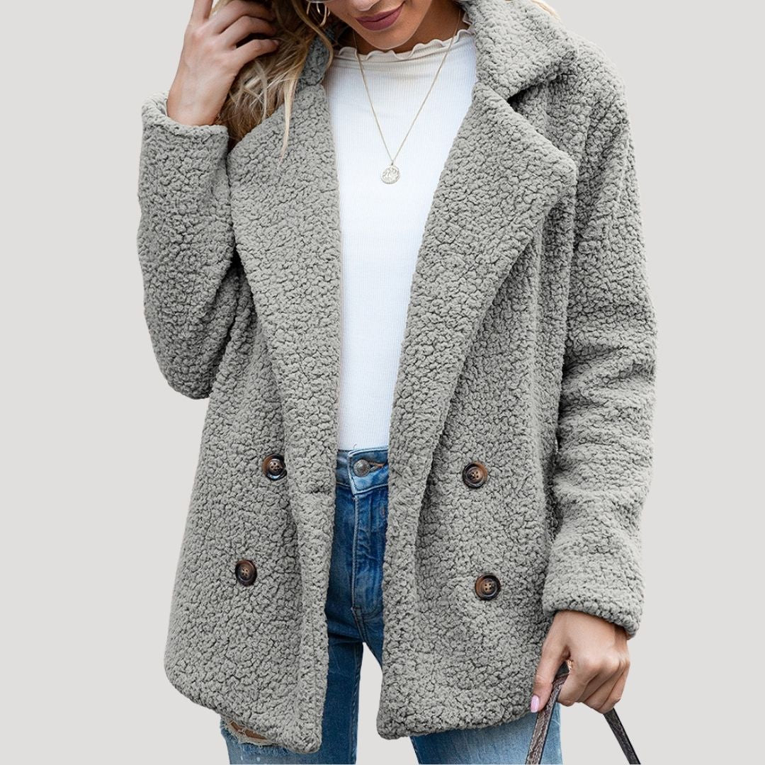 Donna - Giacca doppio petto in pile - Stile invernale