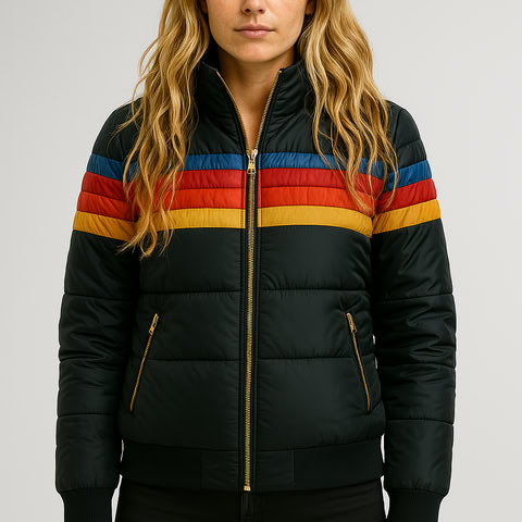 Donne - Giacca Puffer - Impermeabile con cappuccio Colorblock