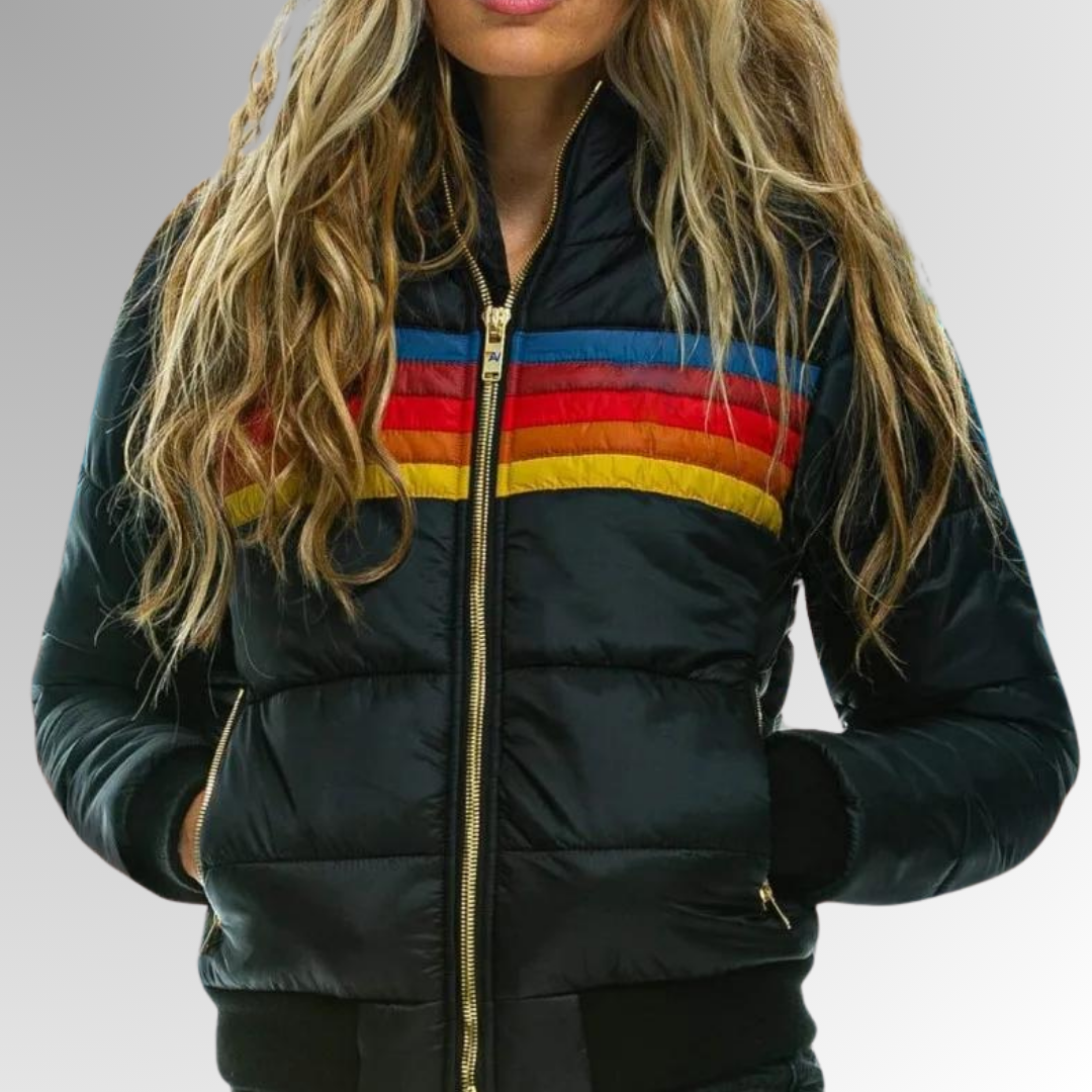 Donne - Giacca Puffer - Impermeabile con cappuccio Colorblock