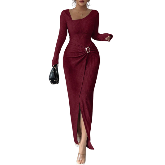 Abito Scollo V Femminile – Adatto per Uso Casual e Quotidiano, Con Dettaglio Intrecciato