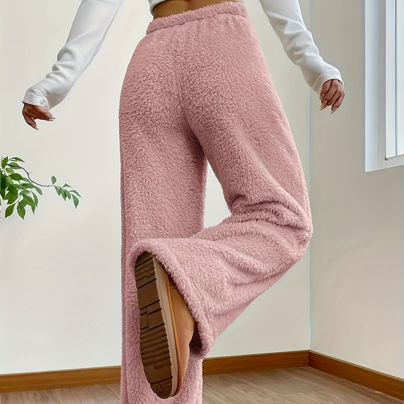 Donna - Pantaloni morbidi in sherpa Teddy - Stile accogliente
