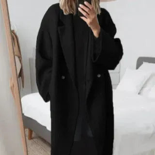 Donna - Cappotto invernale lungo con risvolto a tacche - Chiusura a un bottone