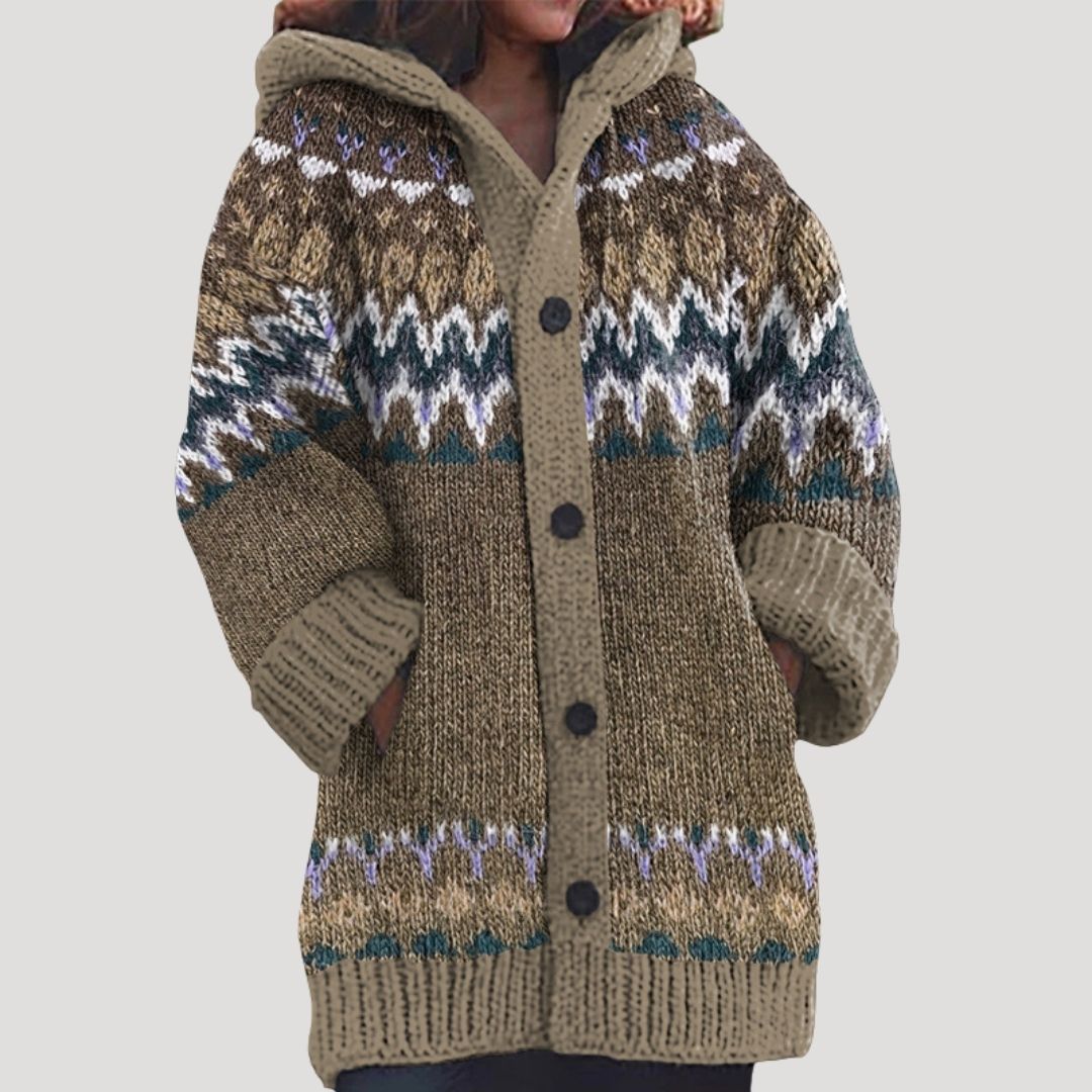 Donna - Cardigan a maglia grossa - Stile Fair Isle