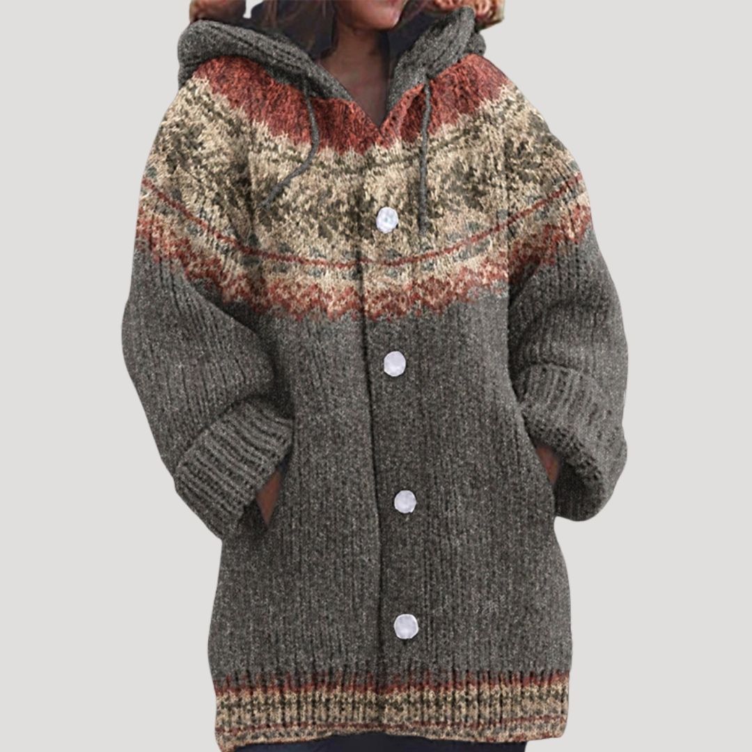 Donna - Cardigan a maglia grossa - Stile Fair Isle