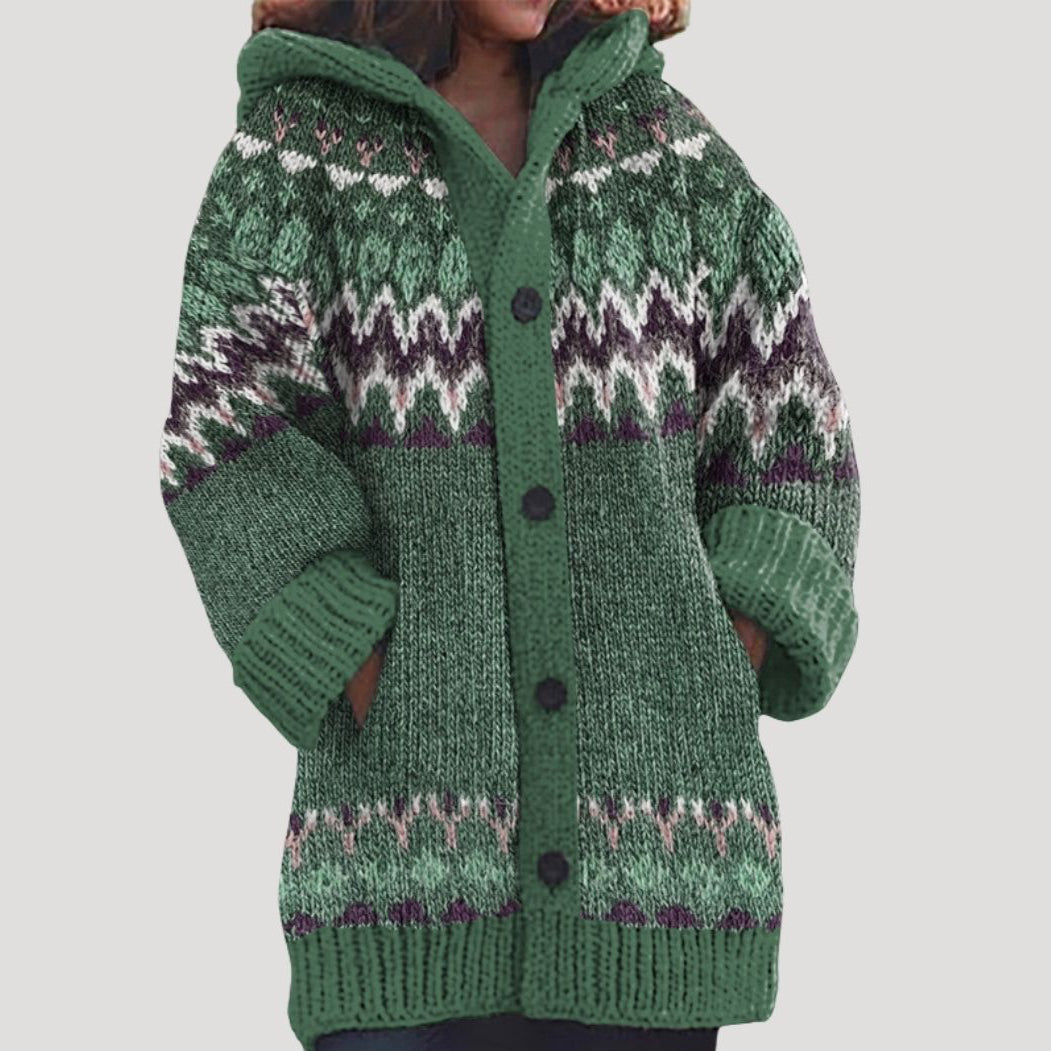 Donna - Cardigan a maglia grossa - Stile Fair Isle