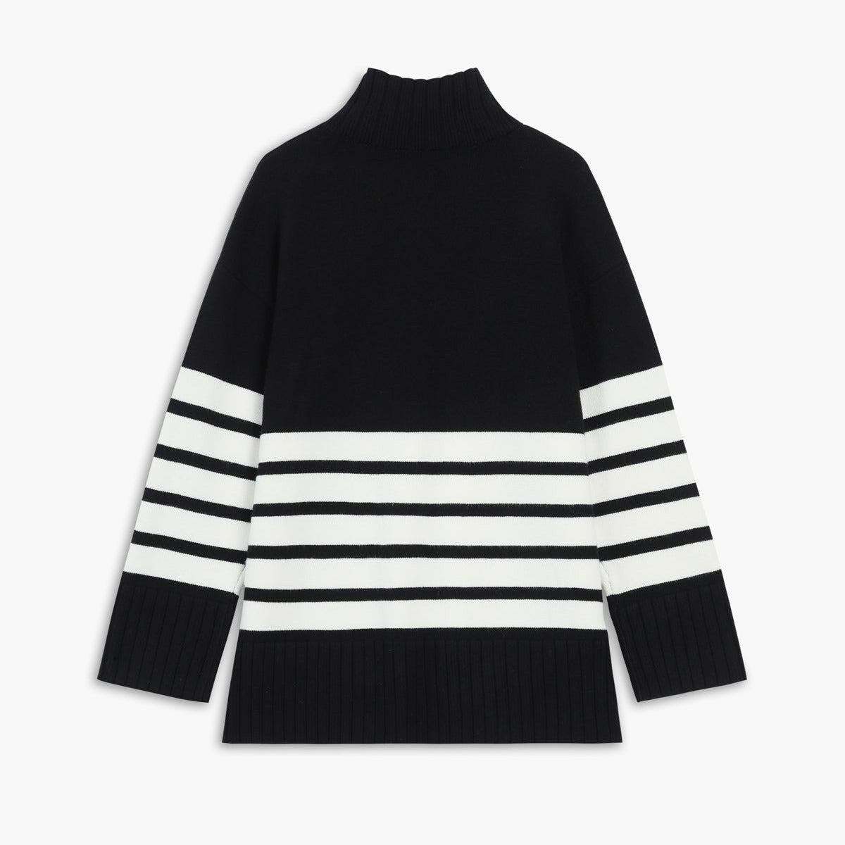 Donna - Maglione a righe con collo alto - Stile accogliente