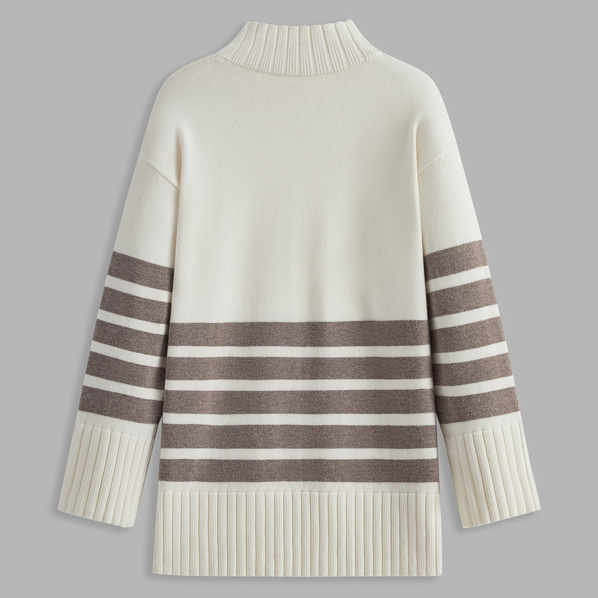 Donna - Maglione a righe con collo alto - Stile accogliente