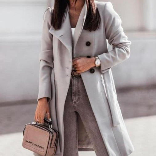 Donna - Cappotto lungo sartoriale e con cintura - misto lana