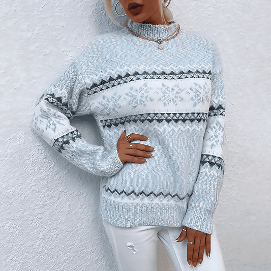 Donna - Accogliente maglione lavorato a maglia - Design a fiocco di neve