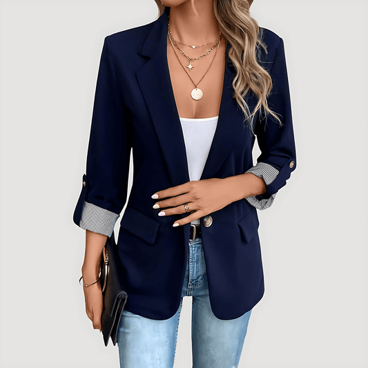 Donna - Blazer classico - Taglio sartoriale con maniche arrotolabili - Stile chic da ufficio