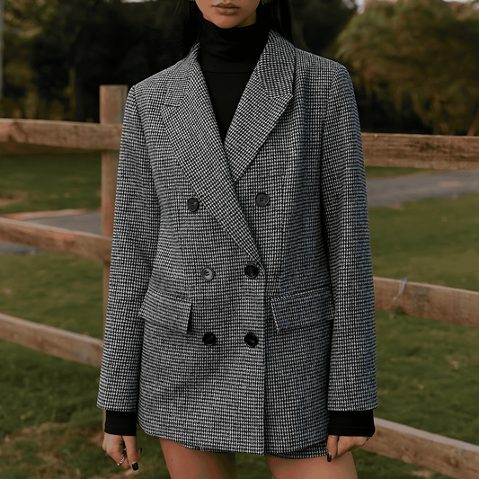 Donna - Blazer doppiopetto in tweed - Modello pied-de-poule