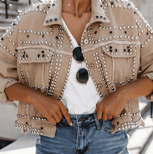 Donna - Bomber con borchie - Fronte bottoni