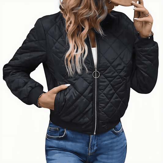 Donna - Bomber nero - Design trapuntato