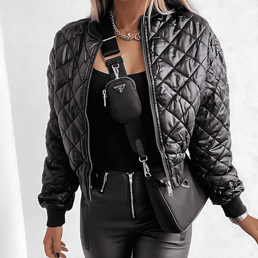 Donna - Bomber trapuntato cropped - Elegante e accogliente