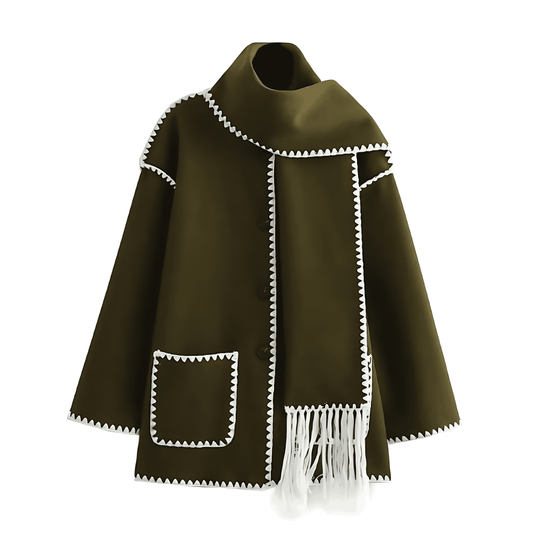 Donna - Caldo cappotto invernale con colletto a portafoglio - stile sciolto