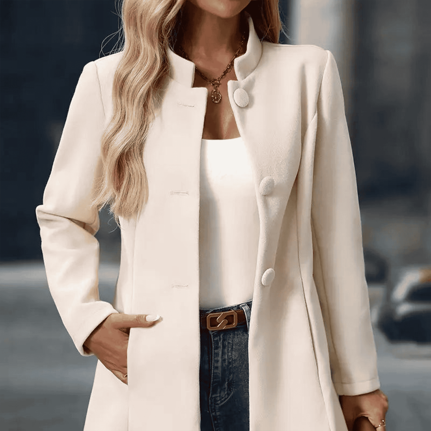 Donna - Cappotto chic di media lunghezza - Stile casual