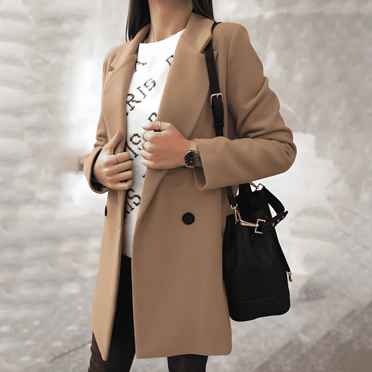 Donna - Cappotto classico di media lunghezza - Miscela di lana