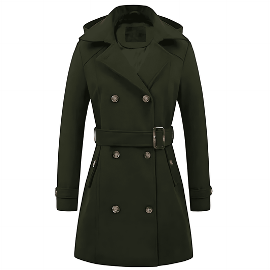 Donna - Cappotto con cappuccio dal taglio sartoriale - Vita con cintura