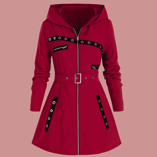 Donna - Cappotto con cappuccio linea A - Sensazione di Lana