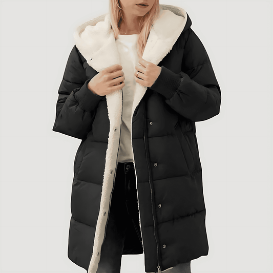Donna - Cappotto foderato in pelliccia sintetica - Stile cappotto lungo