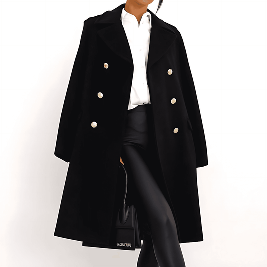 Donna - Cappotto lungo doppiopetto - Stile invernale