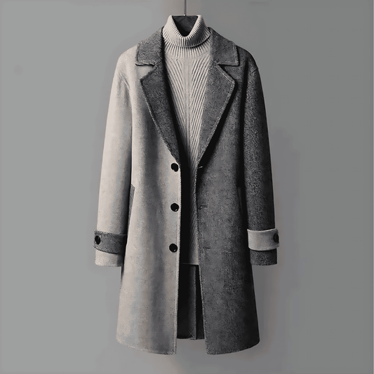 Donna - Cappotto lungo elegante bicolore - Stile classico