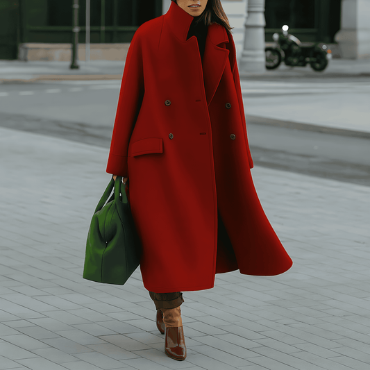 Donna - Cappotto lungo elegante e caldo - doppio petto