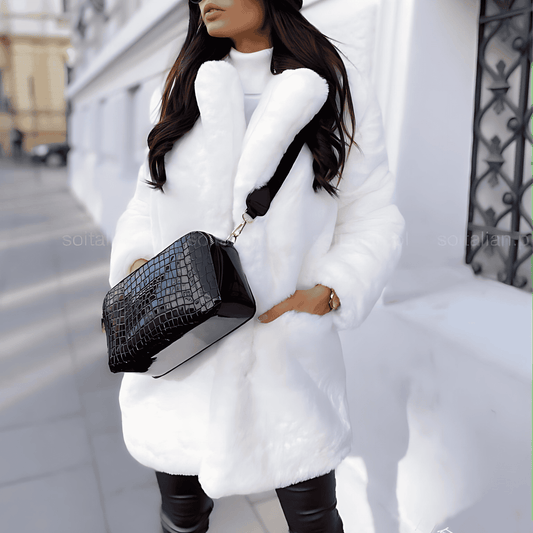 Donna - Cappotto morbido oversize con colletto a bavero