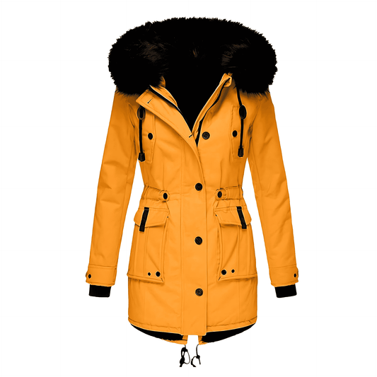 Donna - Cappotto sartoriale di media lunghezza - Cappuccio in pelliccia sintetica