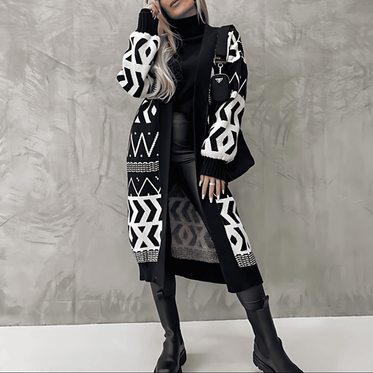 Donna - Cardigan a maglia grossa - Modello grafico