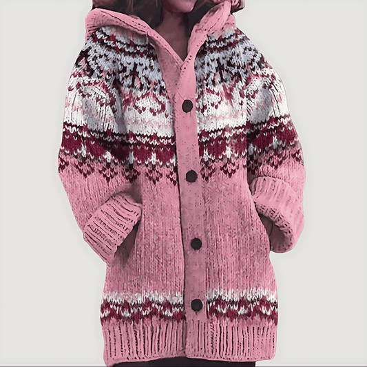 Donna - Cardigan a maglia grossa - Stile Fair Isle