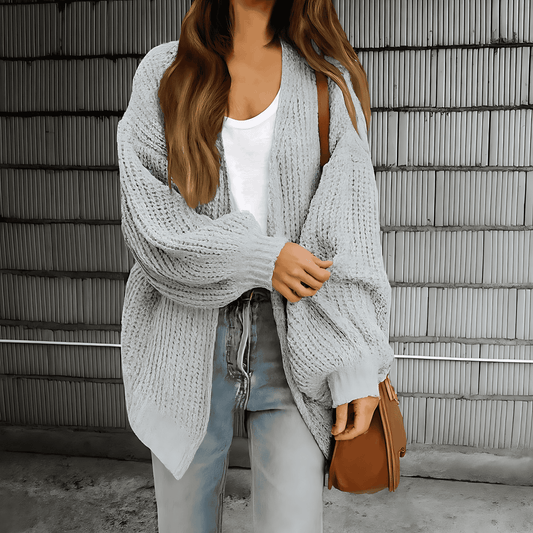 Donna - Cardigan a maglia grossa aperto sul davanti - Stile oversize