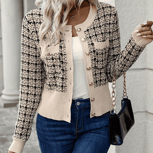 Donna - Cardigan a quadri - Chiusura con bottoni