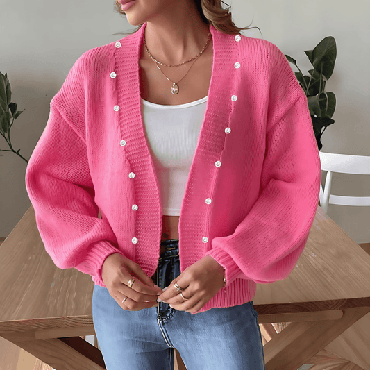 Donna - Cardigan con bottoni a perla - Taglio ampio