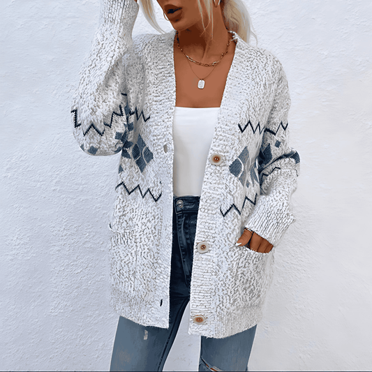 Donna - Cardigan con bottoni in maglia - Stile autunnale