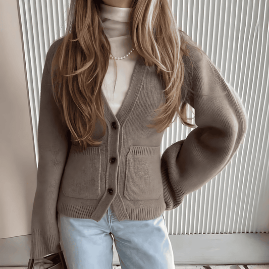 Donna - Cardigan con maniche voluminose e tasche