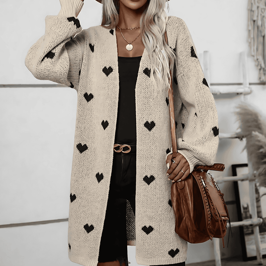 Donna - Cardigan con motivo a cuore - Manica lunga