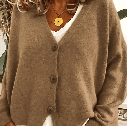 Donna - Cardigan con scollo a V e bottoni sul davanti
