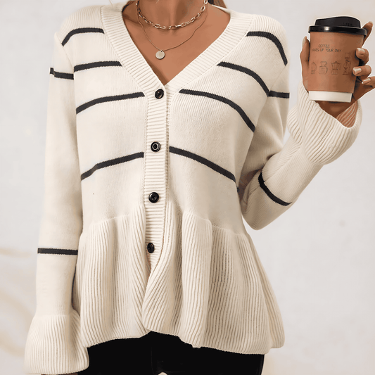 Donna - Cardigan con scollo a V e orlo a peplo