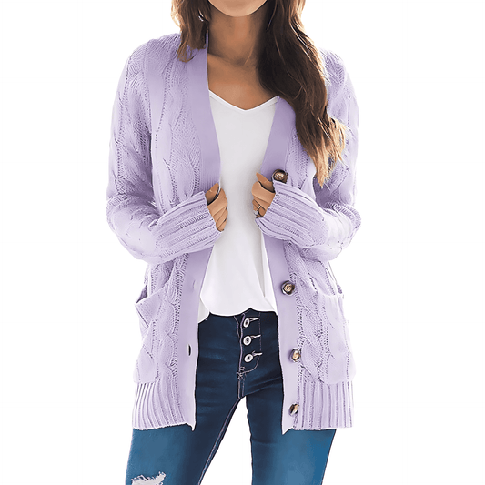 Donna - Cardigan in maglia a coste - Tasche